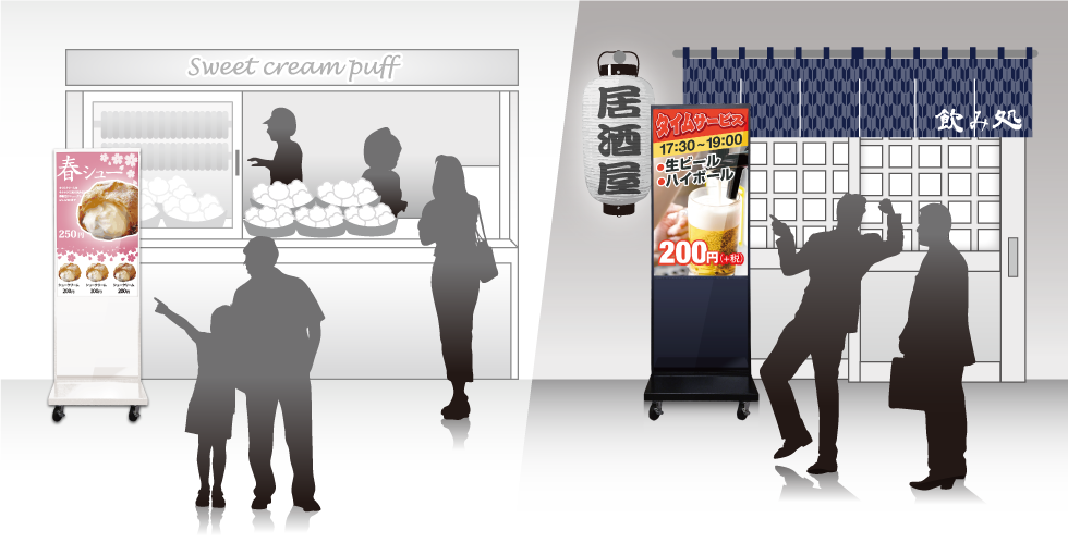 飲食店や店舗の店頭・店内での集客＆売上UPに貢献するデジタルサイネージ